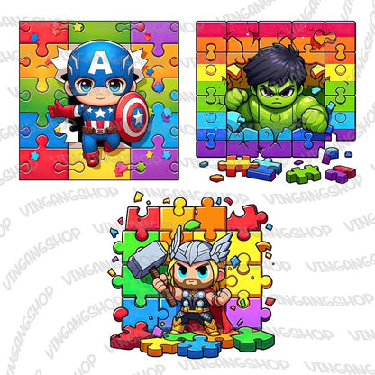 6 Autism Superhero Png Bundle, Autism Awareness Png, Awareness Png, Be Kind Png, Puzzle Png, Autism Kid Png, Instant Download