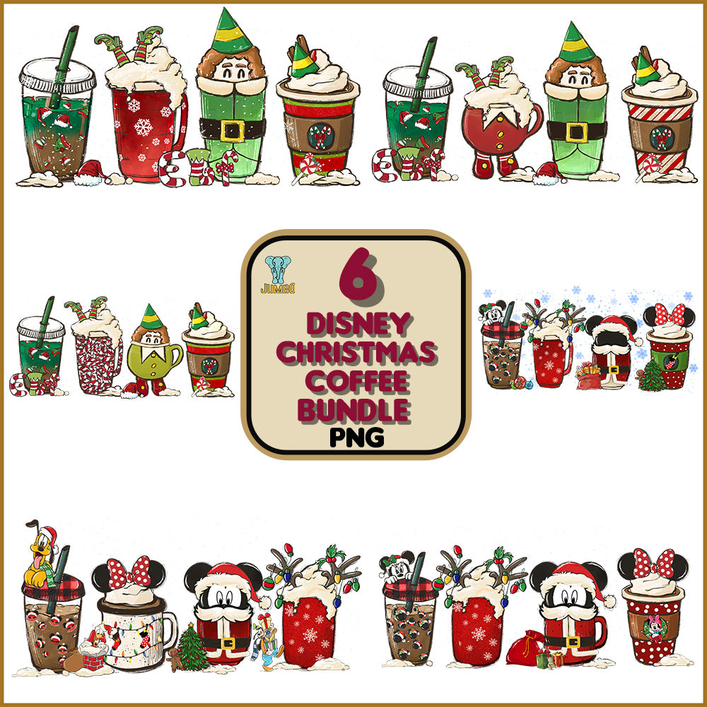 6DisneyChristmasCoffeePngBundle