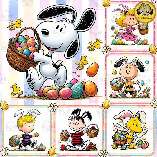 6 Easter Cartoon Dog Friends Png Bundle, Cartoon Easter Png, Happy Easter Day Png, Funny Easter Png, Superhero Movie Character Bunny Png