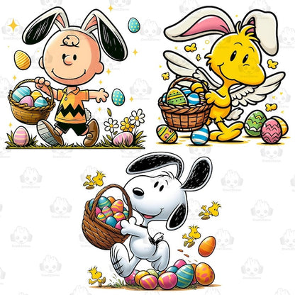 6 Easter Cartoon Dog Friends Png Bundle, Cartoon Easter Png, Happy Easter Day Png, Funny Easter Png, Superhero Movie Character Bunny Png