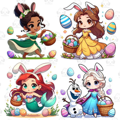 6 Easter Cartoon Princess Png Bundle, Cartoon Easter Png, Happy Easter Day Png, Funny Easter Png, Cartoon Movie Character Bunny Png