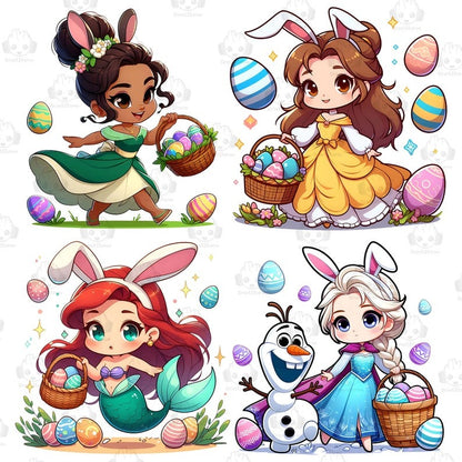 6 Easter Cartoon Princess Png Bundle, Cartoon Easter Png, Happy Easter Day Png, Funny Easter Png, Cartoon Movie Character Bunny Png