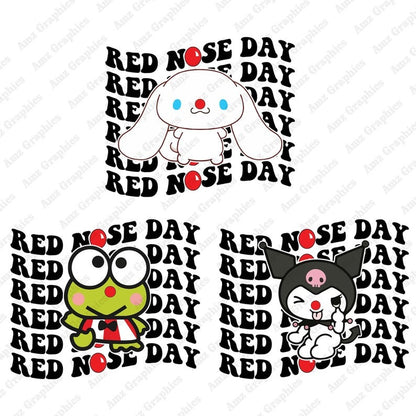 6 Friend Cartoon Red Nose Day Png Bundle, Red Nose Cartoon Png, Cute Mouse Cartoon Png, Red Nose 2024 Png, Funny Red Nose, Digital Download