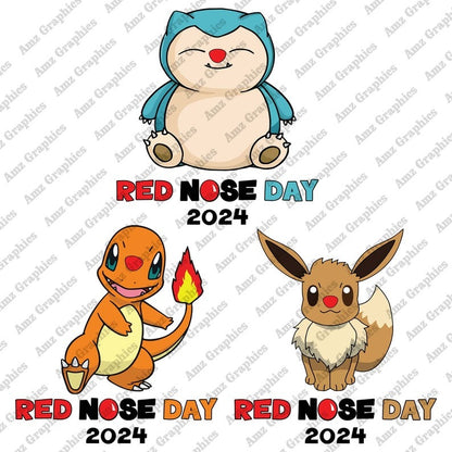 6 Funny Cartoon Red Nose Day Png Bundle, Red Nose Cartoon Png, Hot Cartoon Png, Red Nose 2024 Png, Funny Red Nose Png, Digital Download