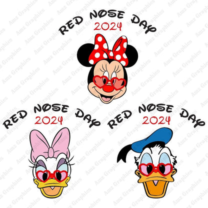 6 Mouse And Friend Cartoon Red Nose Day Png Bundle, Red Nose Cartoon Png, Cute Mouse Cartoon Png, Red Nose 2024 Png, Digital Download