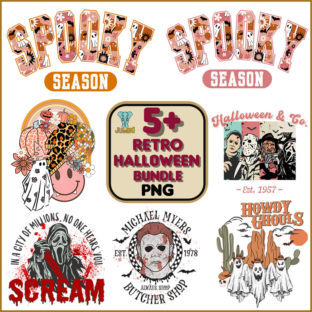 6TrendyRetroHalloweenPngBundle