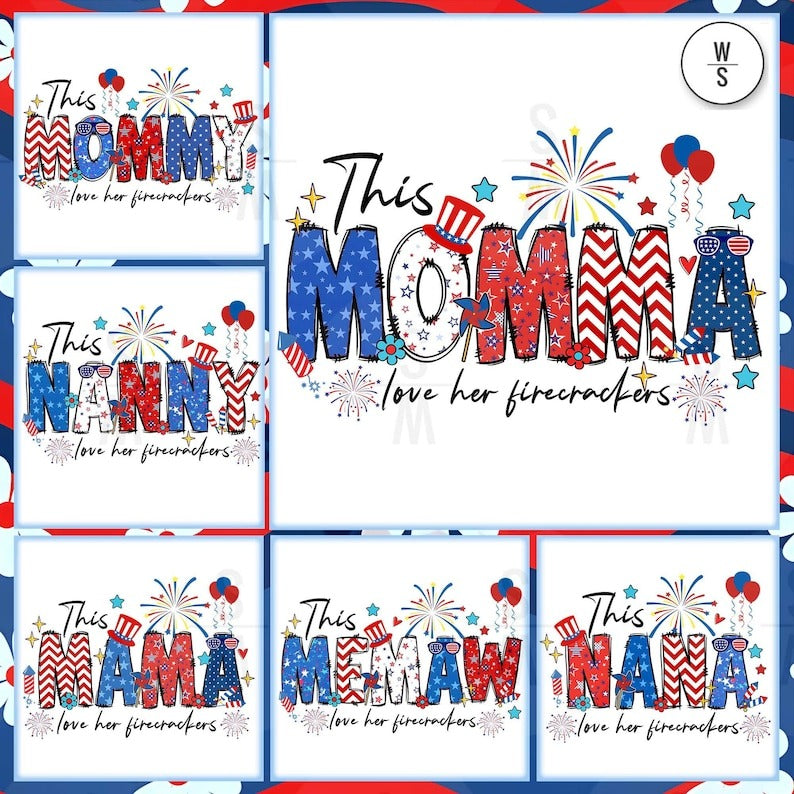 6+ American Mama PNG Bundle, Independence Day Full Png Wrap, Gift For Mom Png, Mama Fourth Of July Sublimation Design, Digital Download