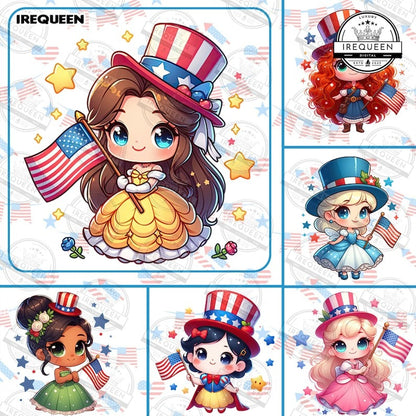 6+ Cartoon 4th of July PNG Bundle, Princess Independence Day Png, American Patriotic Movie Png, Happy Fourth Of July Png, Digital File