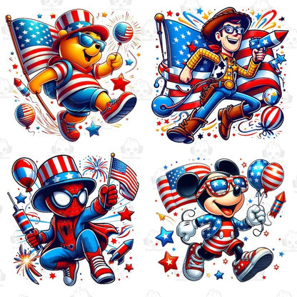 6+Funny Cartoon Fourth Of July Png Bundle, Cartoon Independence Day Png, 4th Of July Png, 4th of July sublimation, America Png, Digital File