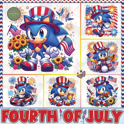 6 + Movie Fourth Of July PNG Bundle, Sonic Independence Day File Digital, Happy Fourth Of July Wrap, USA America Png , Digital Download