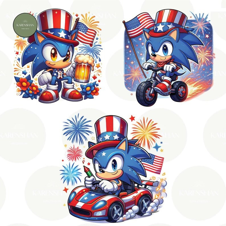 6 + Movie Fourth Of July PNG Bundle, Sonic Independence Day File Digital, Happy Fourth Of July Wrap, USA America Png , Digital Download