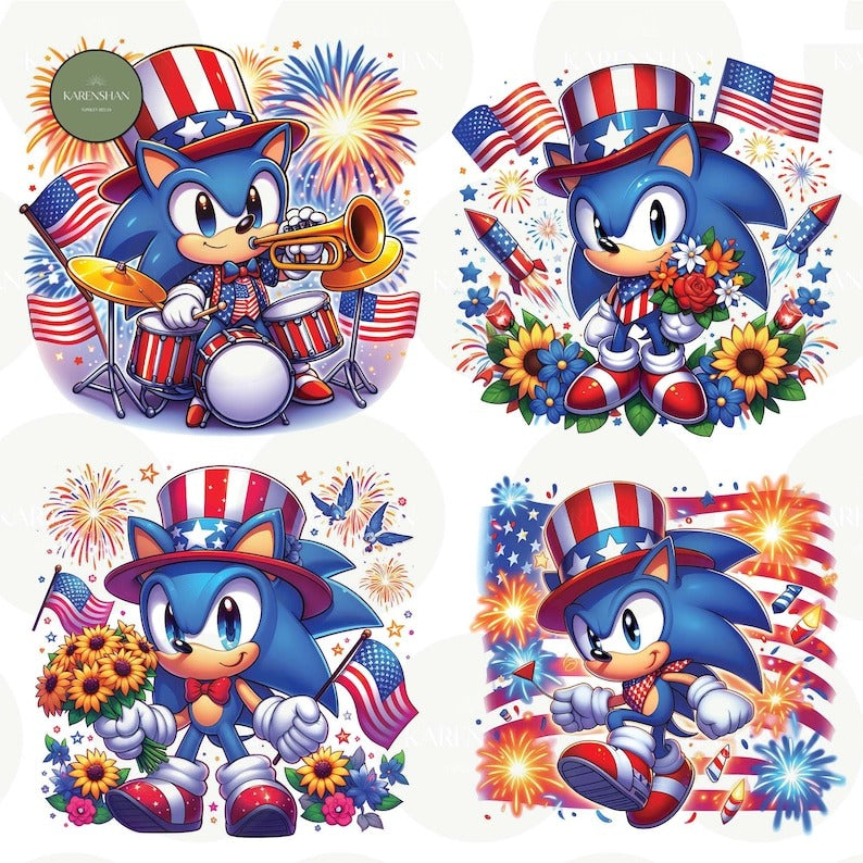 6 + Movie Fourth Of July PNG Bundle, Sonic Independence Day File Digital, Happy Fourth Of July Wrap, USA America Png , Digital Download