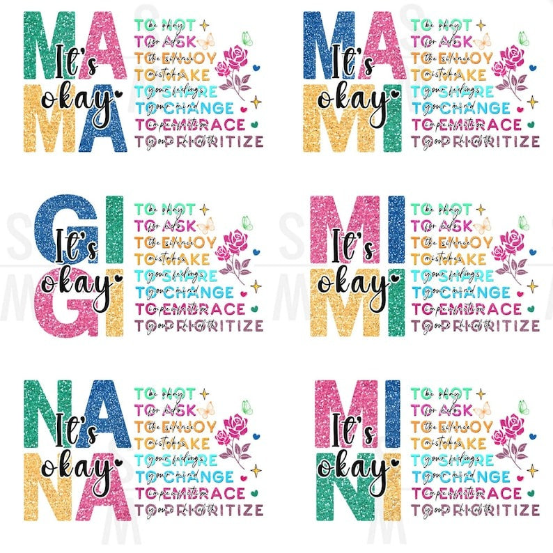 6+ Retro Mama It's Okay PNG Bundle, Mental Health Matters Png, Mom Life Png Sublimation, Mothers Day Gift Wrap, File Digital Download