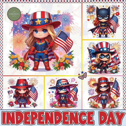 6 + Superhero Fourth Of July PNG Bundle, Superhero Independence Day, Red White And Blue Png Sublimation, America Wrap, File Digital Download