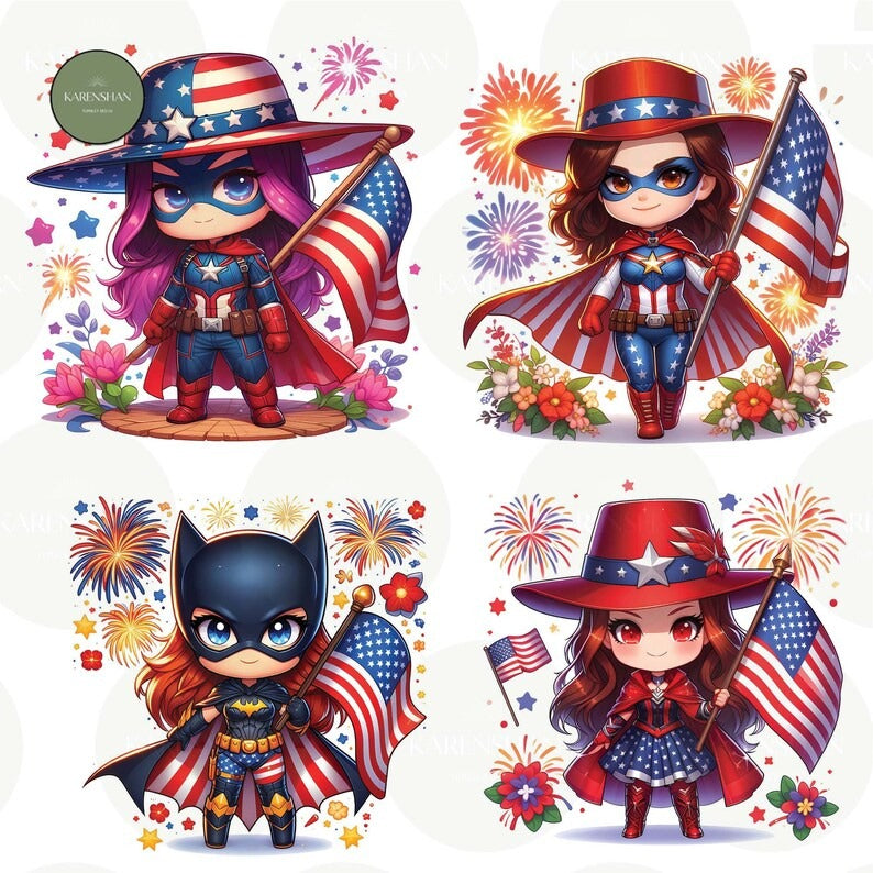 6 + Superhero Fourth Of July PNG Bundle, Superhero Independence Day, Red White And Blue Png Sublimation, America Wrap, File Digital Download