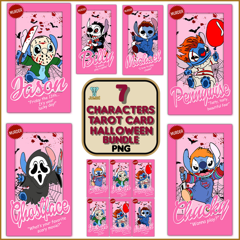 7CharactersTarotCardHalloweenPngBundle