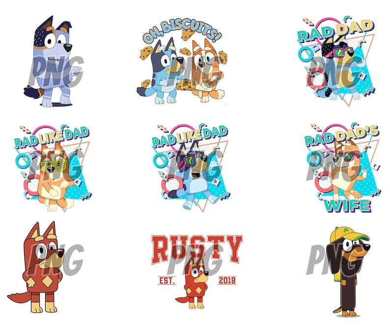 80 Designs Blue Dog Png Mega Bundle, Blue Dog Birthday Png Sublimation, Blue Dog Family Png Clipart Sublimation Digital Download