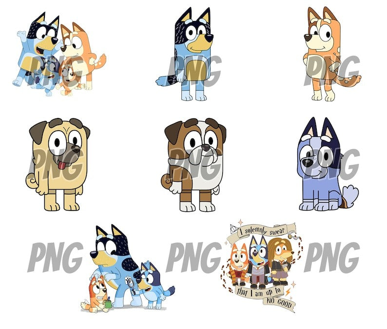 80 Designs Blue Dog Png Mega Bundle, Blue Dog Birthday Png Sublimation, Blue Dog Family Png Clipart Sublimation Digital Download