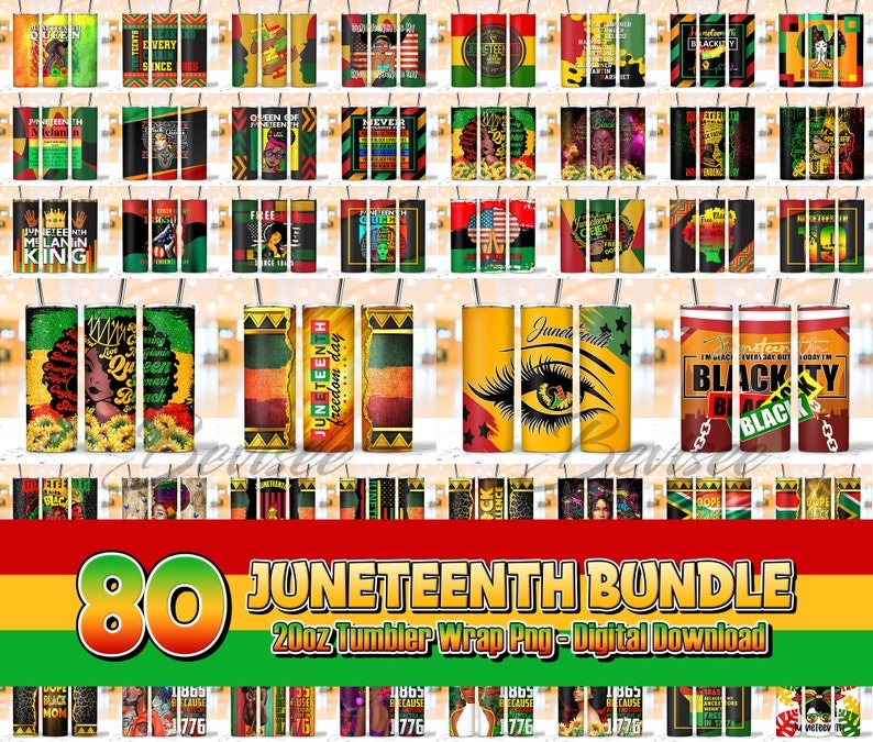 80 Designs Juneteenth Tumbler Bundle, Juneteenth 20oz Skinny Tumbler Wrap Png Sublimation, Black History Month Png, Digital Download