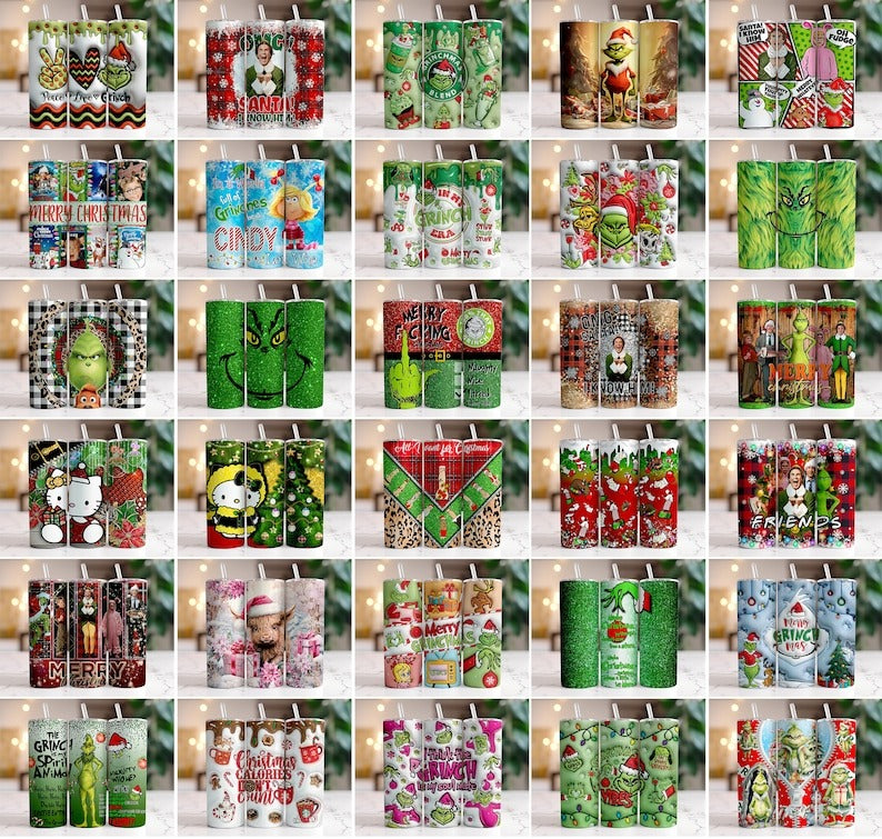 80 Tumbler Grinch 3D, 2D Christmas Tumbler Sublimation Designs, 20oz Skinny Tumbler Bundle Wrap, Cartoon Funny Christmas,Tumbler PNG Bundle - Jumbosvg