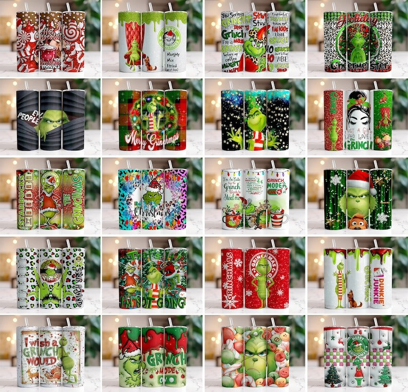 80 Tumbler Grinch 3D, 2D Christmas Tumbler Sublimation Designs, 20oz Skinny Tumbler Bundle Wrap, Cartoon Funny Christmas,Tumbler PNG Bundle - Jumbosvg