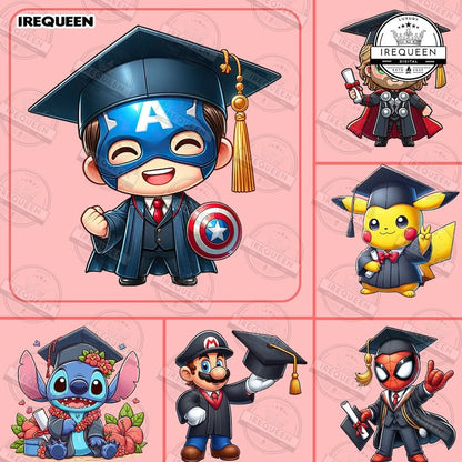 8 Cartoon Graduation 2024 Png Bundle, Superhero Cartoon Senior Png, Teach Love Inspire Png, Cartoon Friends Senior 2024 Png, Digital File