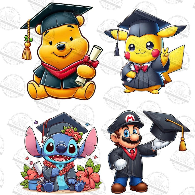 8 Cartoon Graduation 2024 Png Bundle, Superhero Cartoon Senior Png, Teach Love Inspire Png, Cartoon Friends Senior 2024 Png, Digital File