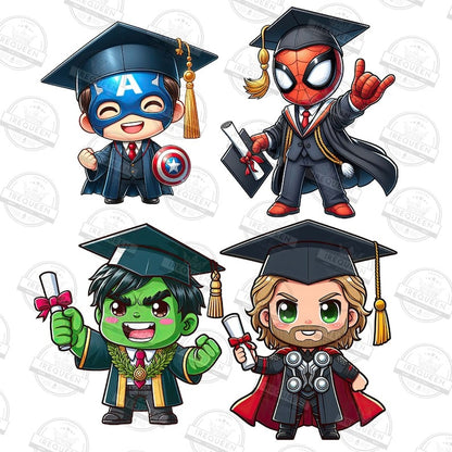 8 Cartoon Graduation 2024 Png Bundle, Superhero Cartoon Senior Png, Teach Love Inspire Png, Cartoon Friends Senior 2024 Png, Digital File