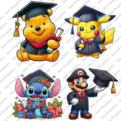 8 Cartoon Graduation 2024 Png Bundle, Superhero Cartoon Senior Png, Teach Love Inspire Png, Cartoon Friends Senior 2024 , Digital Download