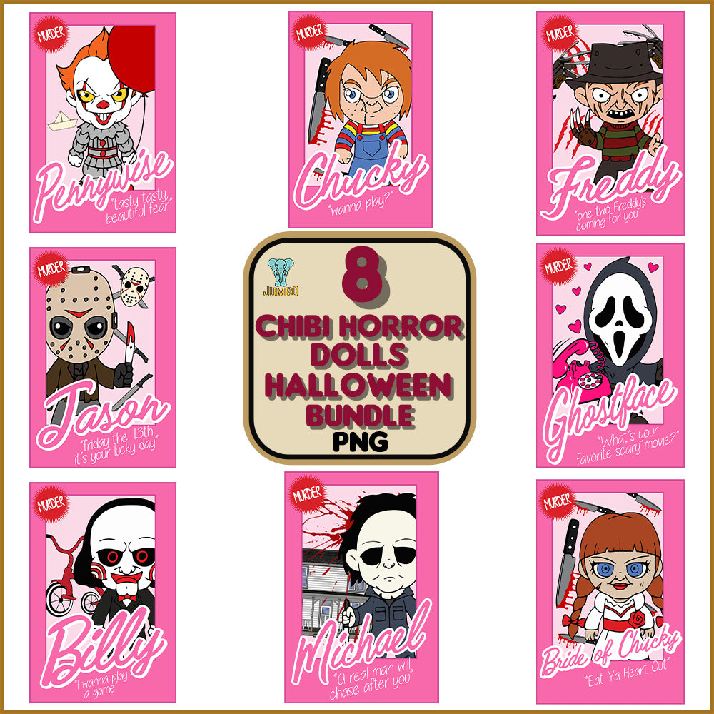 8ChibiHorrorDollsHalloweenPngBundle