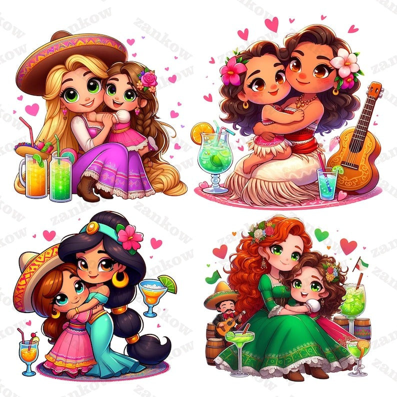 8 Princess Cinco De Mayo Png Bundle, Cinco De Mayo Png, Mexican png, Princess Character Movie Png, Chingona Png, Happy Mother’s Day