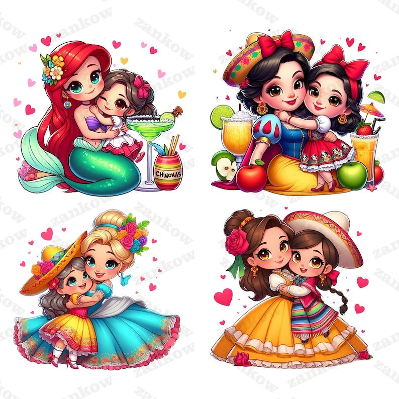 8 Princess Cinco De Mayo Png Bundle, Cinco De Mayo Png, Mexican png, Princess Character Movie Png, Chingona Png, Happy Mother’s Day