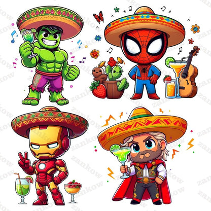 8 Superhero Cinco De Mayo Png Bundle, Cinco De Mayo Png, Mexican png, Mouse Character Movie Png, Chingona Png, Sublimation Designs