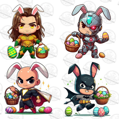 8+ Chibi Superhero Easter Cartoon Png Bundle, Cartoon Easter Png, Happy Easter Day Png, Funny Easter, Superhero Movie Bunny, Digital File