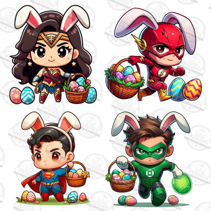 8+ Chibi Superhero Easter Cartoon Png Bundle, Cartoon Easter Png, Happy Easter Day Png, Funny Easter, Superhero Movie Bunny, Digital File