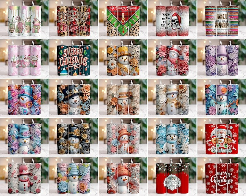 90 Tumbler Merry Christmas Tumbler Sublimation Designs, 20oz Skinny Tumbler Bundle Wrap, Cartoon Funny Christmas,Tumbler PNG Bundle - Jumbosvg