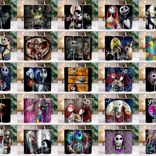 90+ The Nightmare Before Christmas Tumbler Wrap Bundle 2D-3D, Instant Download 20Oz Tumbler PNG Wraps Design, Digital 20Oz Skinny Tumbler