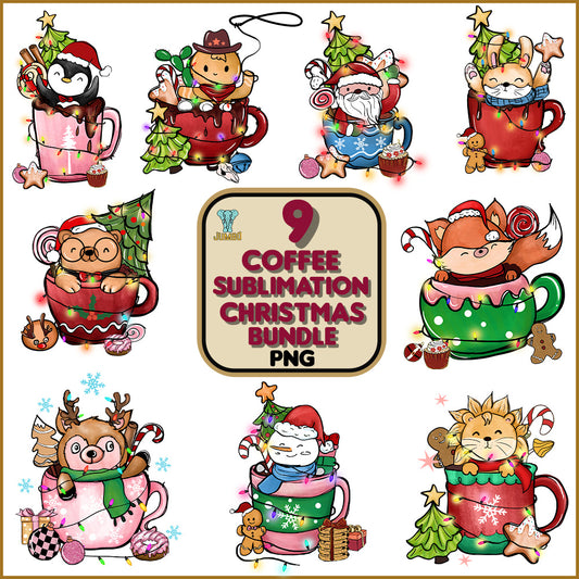 9CoffeeSublimationChristmasBundlePng