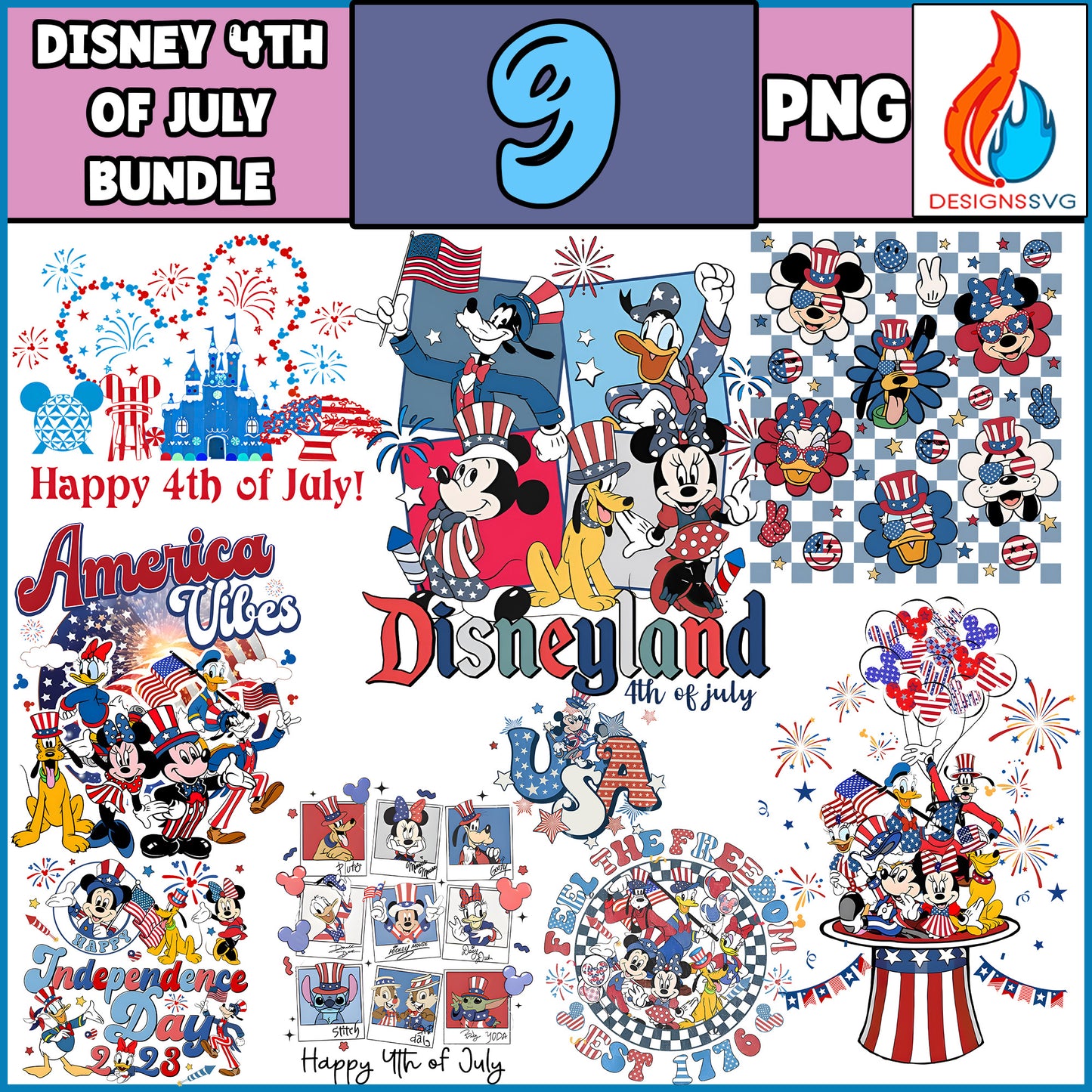 USA 4th Of July Mouse Png Bundle, Mouse Independence Day Png, Fourth Of July Png, American Flag Png, Mouse And Friends Png, July 4th Png