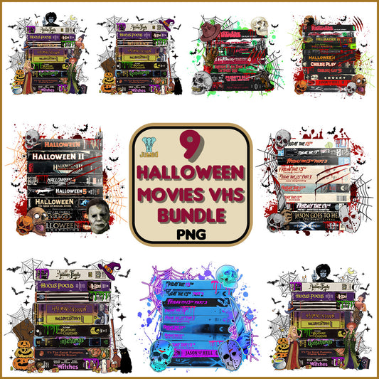 9HalloweenMoviesVhsPngBundle