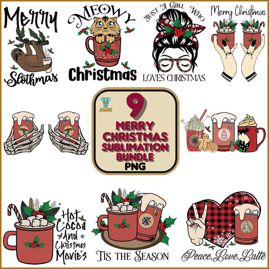 9MerryChristmasSublimationPngBundle