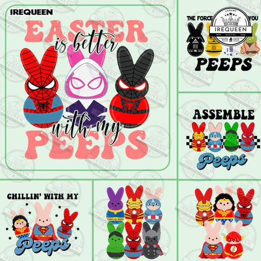 9+ Easter Cartoon Png Bundle, Easter Superhero Png, Cartoon Peeps Png, Happy Easter Day Png, Easter Kids Shirt Png, Digital File