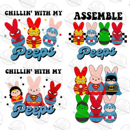 9+ Easter Cartoon Png Bundle, Easter Superhero Png, Cartoon Peeps Png, Happy Easter Day Png, Easter Kids Shirt Png, Digital File