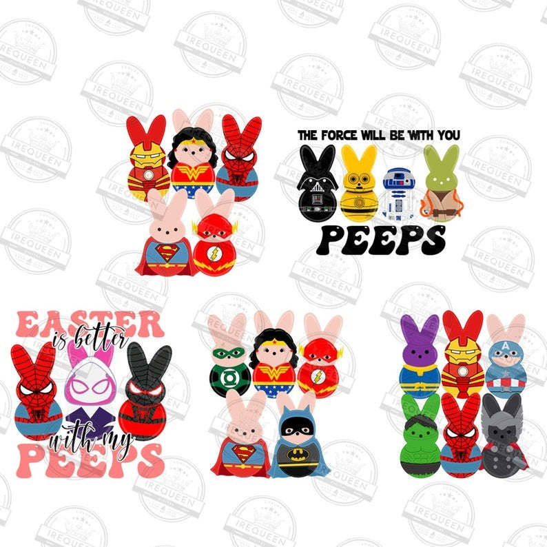 9+ Easter Cartoon Png Bundle, Easter Superhero Png, Cartoon Peeps Png, Happy Easter Day Png, Easter Kids Shirt Png, Digital File