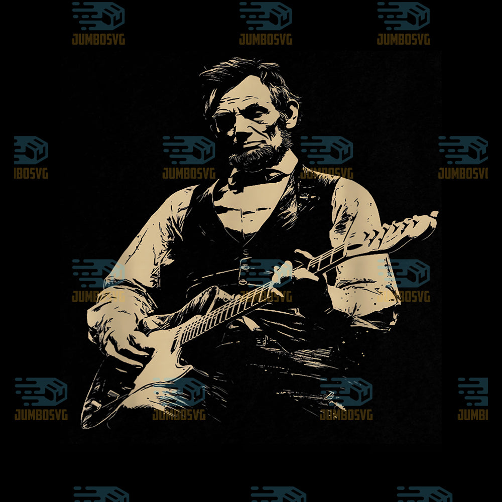 Abe-Lincoln-Playing-Guitar-4th-July-Lincoln-Guitar-Png
