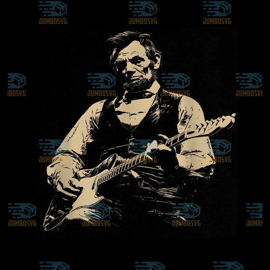 Abe-Lincoln-Playing-Guitar-4th-July-Lincoln-Guitar-Png