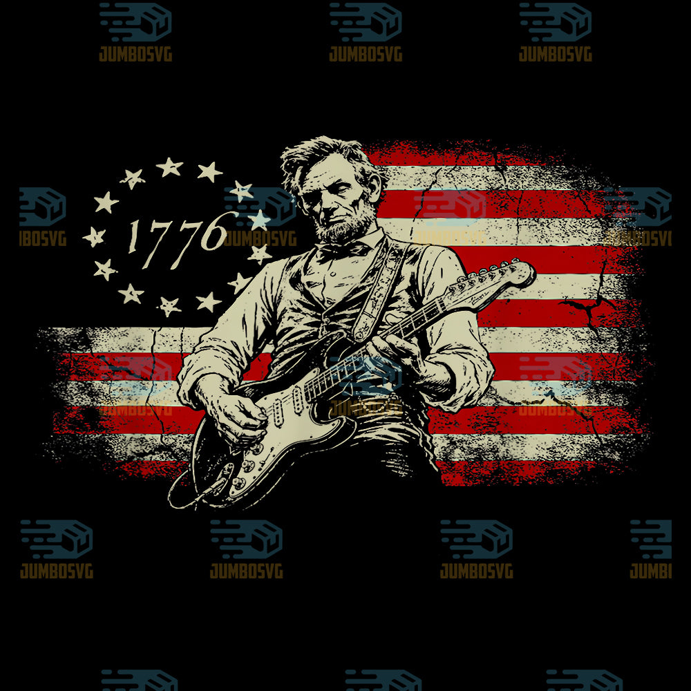 Abraham-Lincoln-Playing-Electric-Guitar-Rocker-American-Flag-Png
