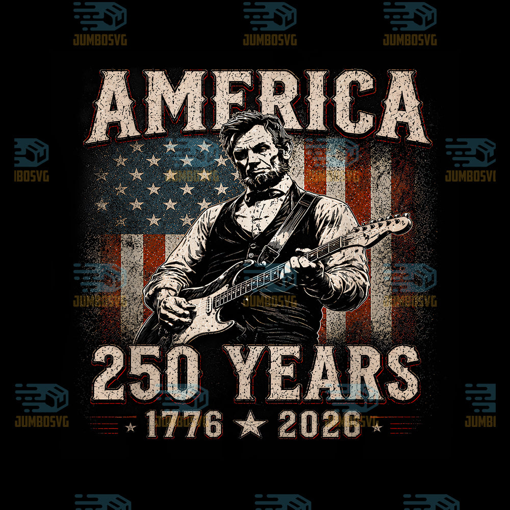 Abraham-Lincoln-Playing-Guitar-250-Years-4th-July-1776-2026-Png
