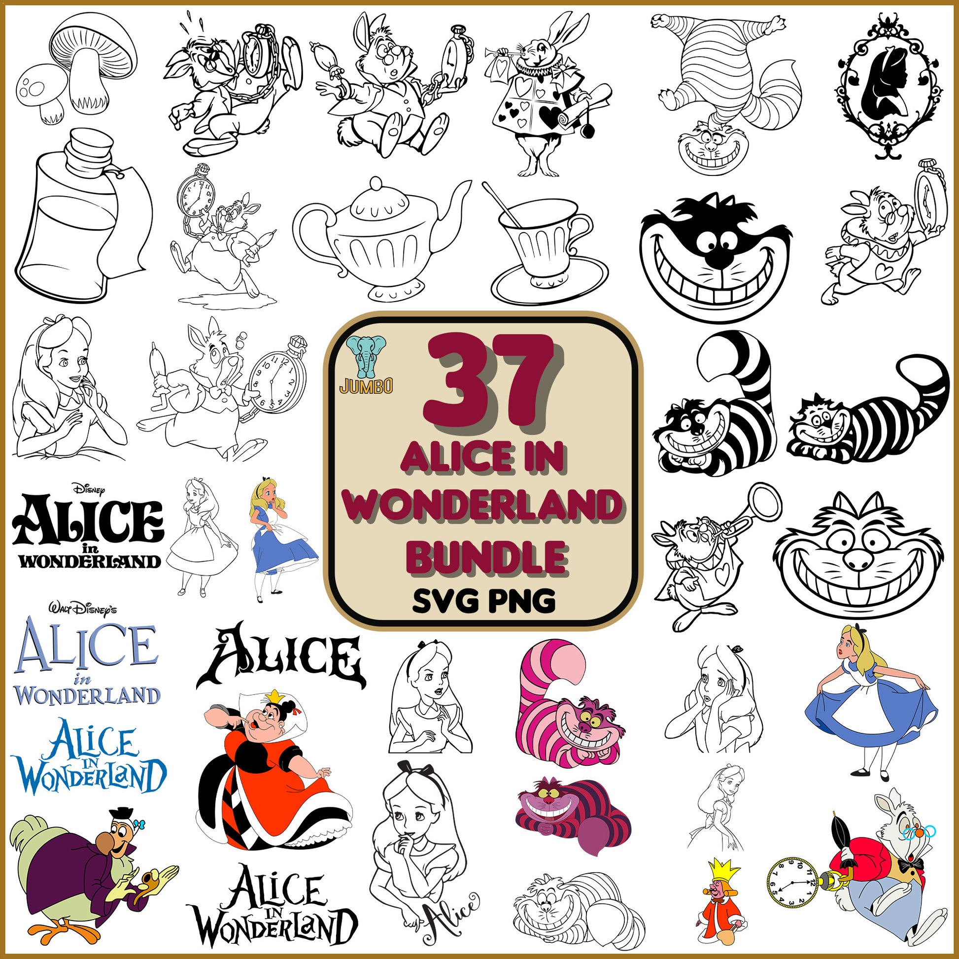 Alice In Wonderland Bundle Svg - Jumbosvg