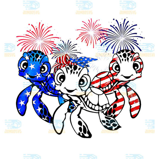 America-Flag-Turtles-4th-Of-July-Png